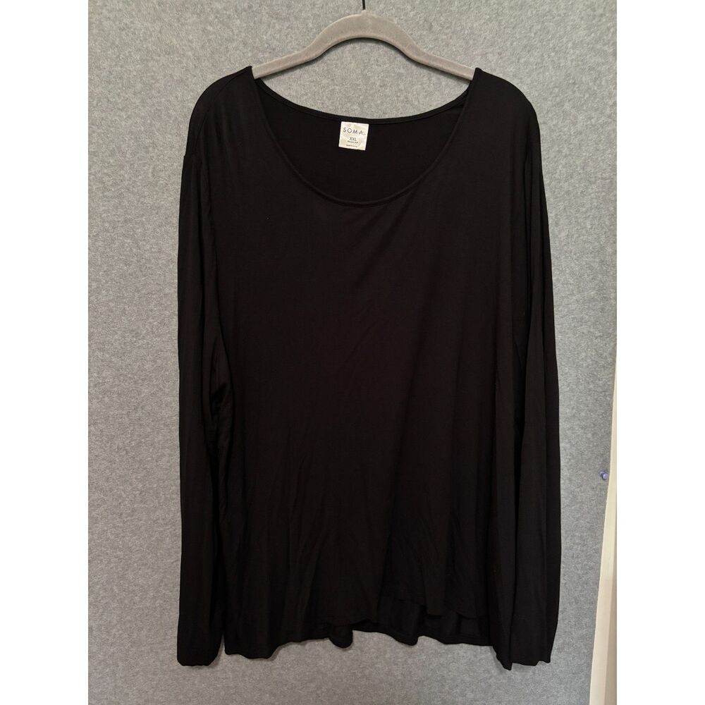 Soma Black‎ Soft Stretch Lounge Top XXL Flowy Minimalist Comfy Basic